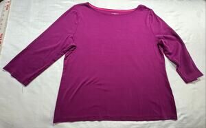 The Talbots Tee Women’s XL 100% Pima Cotton 3/4 Sleeves Round Neck T-Shirt Pink